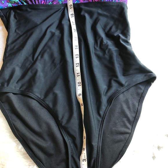 TRUNKETTES Purple Floral and Black Halter Swimsuit - Picture 7 of 13